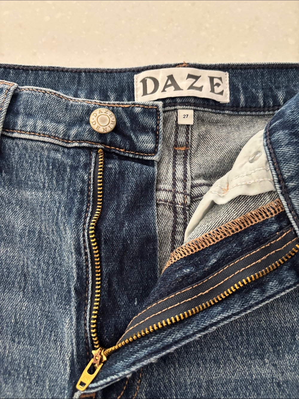 Dark Blue Denim Jeans - Classic Zip Fly